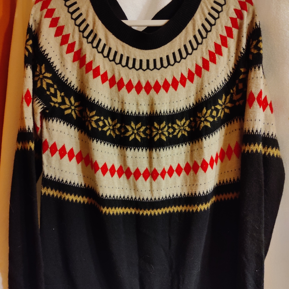 Talbots Black and Red Patterned Sweater